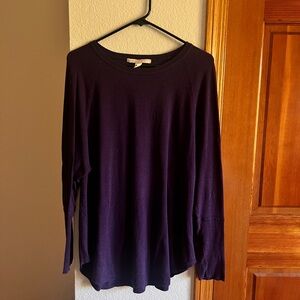 Belford Women's L Purple Pima Cotton Long Sleeve Tunic Top Sweater